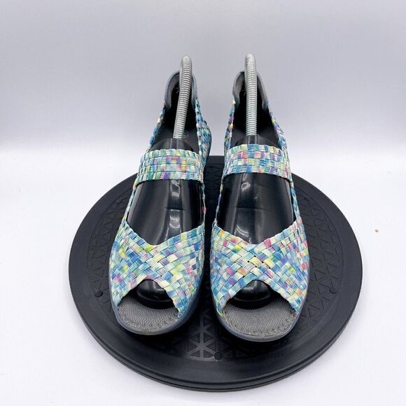 Bernie Mev 41 Blue Multi Woven Wedge Heel HALLE Mary Jane Shoe EUC! Slip On 10 - Picture 9 of 9